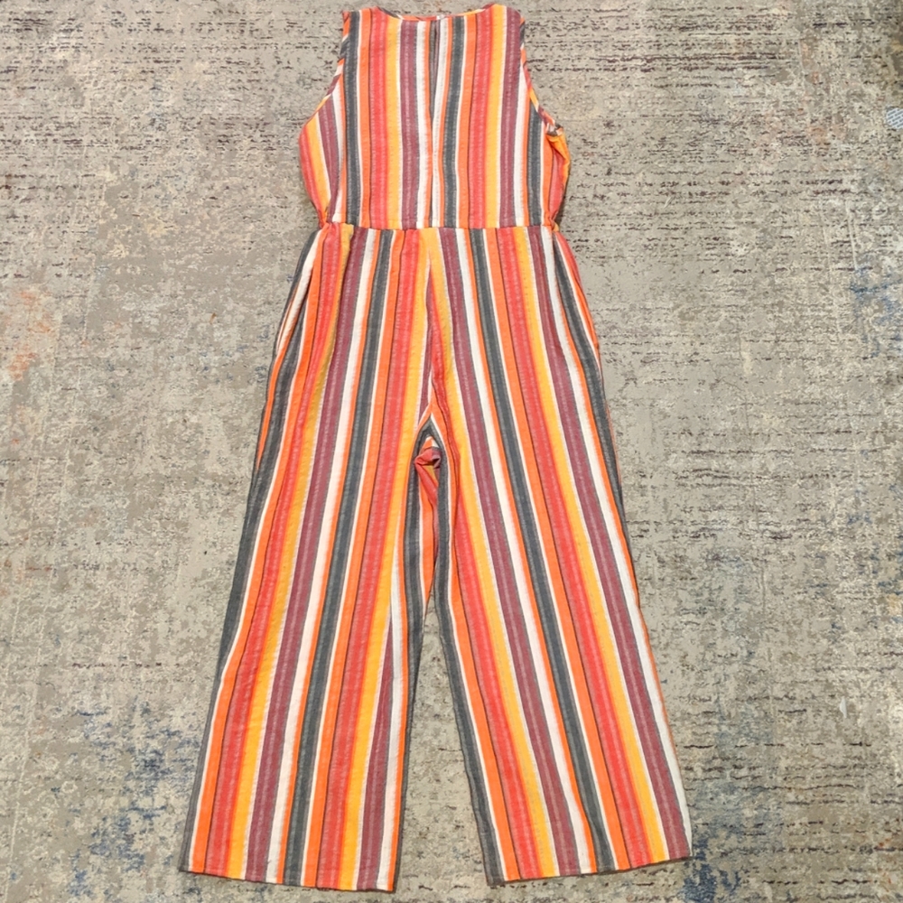 Drew Anthropologie Linen rainbow striped vneck jumpsuit NWT - Picture 2 of 2